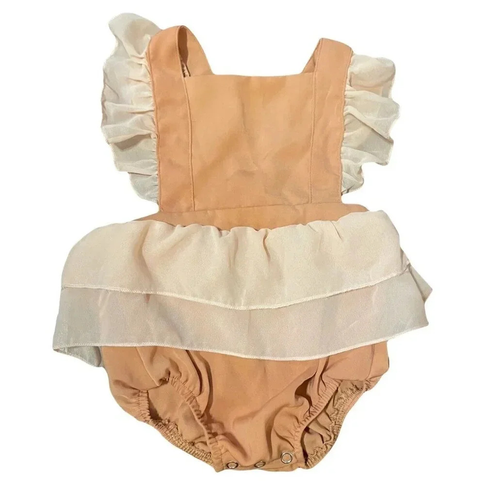 12-18 Months Bailey's Blossoms Boho Romper, Brown & Tan, Flutter